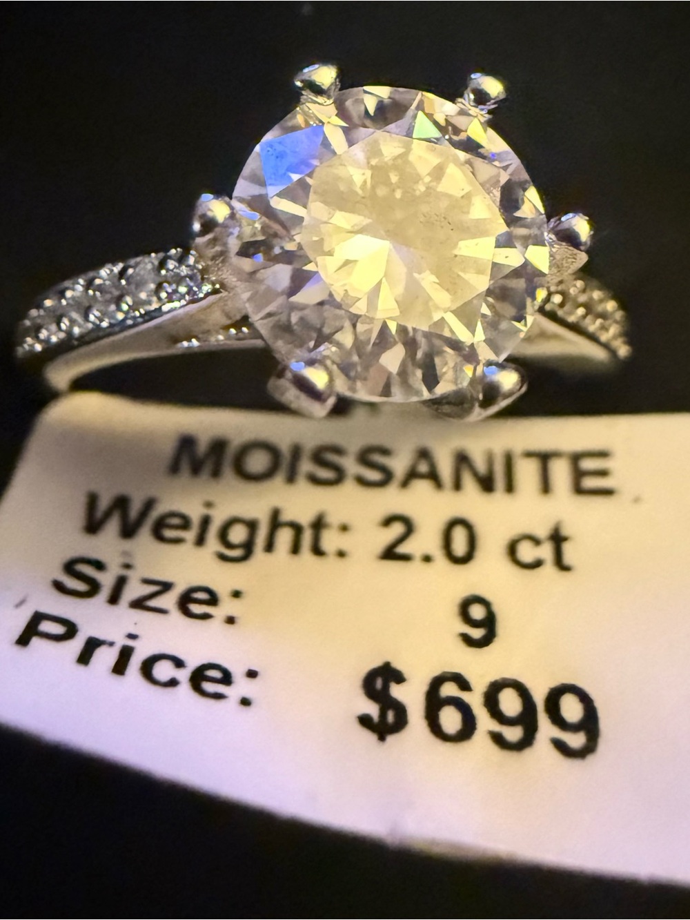 Sterling Moissanite 2.0ct Round Solitaire Ring in White